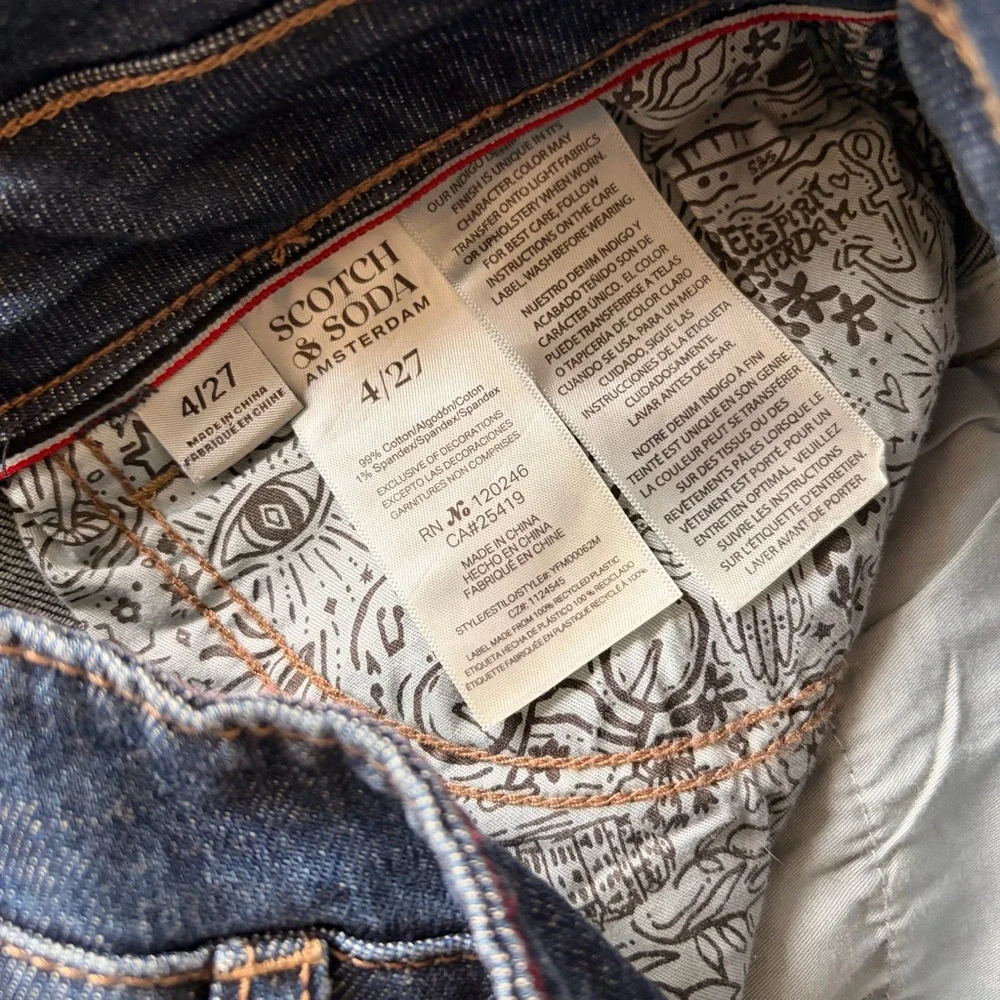 NEW SCOTCH & SODA High waisted Wide Leg COTTON Dark Blue Jeans 31” size 4,12 - Picture 12 of 16